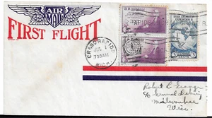 FIRST FLIGHT AIRMAIL GRAND RAPIDS MICH JUL 1 1934 COMBO COVER - Picture 1 of 2