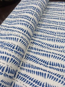 Indian King size Blue White Cotton Kantha Print Blanket Handmade Quilt Bedspread - Picture 1 of 14