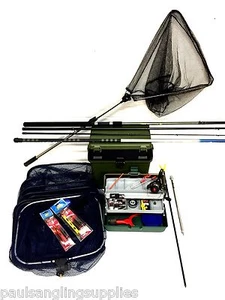 Float Fishing Kit Set 12ft Rod, Reel, Box ,Tackle Rigs + Pole Net Complete set - Picture 1 of 2