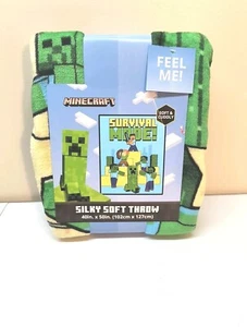 NEU Minecraft Decke Überlebensmodus weich kuschelig seidig Wurf 40x50 Zoll grün blau - Bild 1 von 2