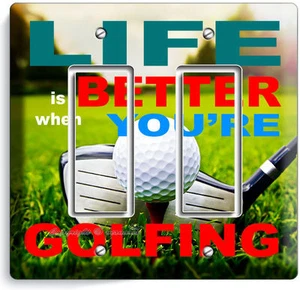 LIFE is BETTER GOLFING GOLF DOUBLE GFCI LIGHT SWITCH WALL PLATE COVER ROOM DECOR - Picture 1 of 1