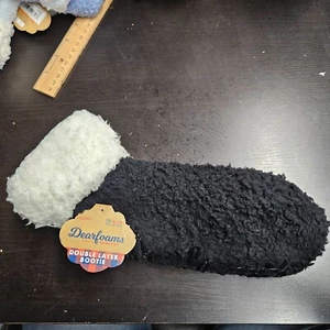 Dearfoams Womens Black DOUBLE LAYER BOOTIE Cozy SLIPPER SOCKS Size 4-10 NEW - Picture 1 of 3