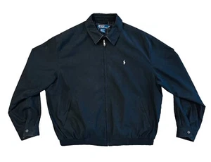 POLO RALPH LAUREN Jacke Herren Gr. Large schwarz Flanell gefüttert Freizeit Golf durchgehender Reißverschluss - Bild 1 von 9