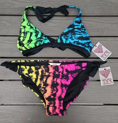 Top acolchado halter TYR para mujer (XL) con parte inferior de lazo (L) Mojave Tie Dye NUEVO  Foto 1 de 2