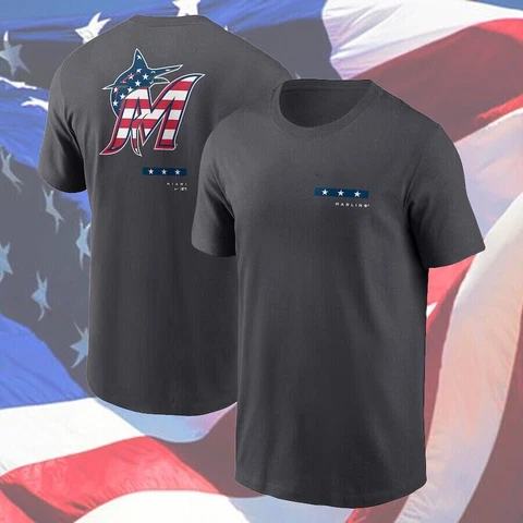 Miami Marlins Baseball team America Gift for 4th of july Unisex T-Shirt Cover