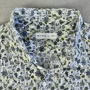 ETRO Milano blau gemustertes Langarmhemd mit Knopfleiste Made in ITALY HERREN LARGE - Bild 1 von 15