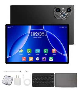 phone Tablet 10.1 inch 8G+256GB Android 12 Wifi 4G/5G LTE GSM SIM gift Keyboard - Picture 1 of 15