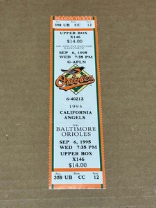 Cal Ripken jr. Game 2131 Upper Box Ticket Sept. 6, 1995 Baltimore Orioles - Picture 1 of 1
