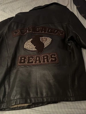 Chaqueta de cuero marrón Carl Banks GIII Chicago Bears para hombre Foto 1 de 4