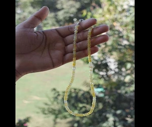 AA+ Natural Yellow Opal Beads Necklace-5-6MM Smooth Rondell Yellow Opal Jewelry - Picture 1 of 4