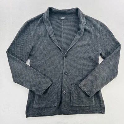 Cárdigan Blazer Zara Hombre Tejido XL Gris Muesca Solapa Parche Bolsillos 3 Botones Foto 1 de 4