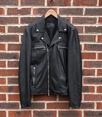 All Saints HALE Leather Biker Jacket Black XS Mens Allsaints Moto Bomber - Image 1 of 4