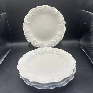 Set Of 4 The Pioneer Woman Linen Paige Scalloped Rim 8” Dessert / Salad Plates - Picture 1 of 6