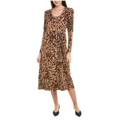 Cabi Women’s Sz L Leopard Midi Dress Selma 4216 Stretch Long Sleeve - Image 1 of 4