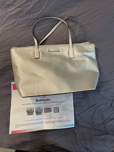 Kate Spade Haven Lane Silver Glitter Mini Tote Purse With COA. Excellent Cond! - Picture 1 of 10