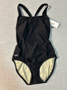 Traje de baño Speedo para mujer clásico de una pieza 723600 negro talla 12 espalda cruzada - Imagen 1 de 6