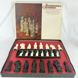 Juego de ajedrez renacentista vintage 1970 completo Lowe #832 4" peso fieltro rey - Imagen 1 de 9