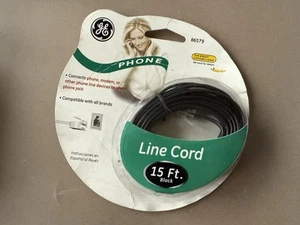 GE Line Cord 15 stóp Telefon Czarny 86579 "Fabrycznie nowy Świetne znajdź WYPRZEDAŻ"!! - Zdjęcie 1 z 2