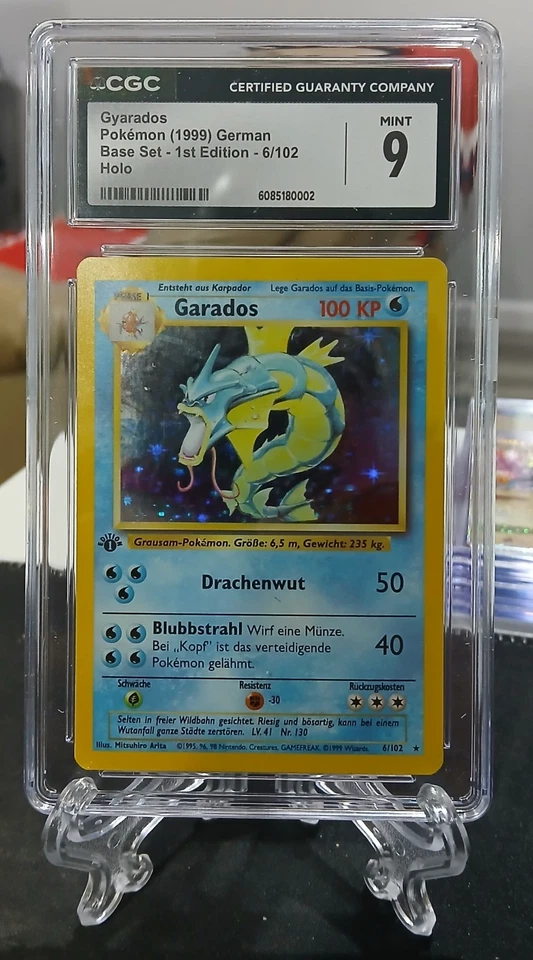 1999 Pokemon Base Set 1st Edition Gyarados Holo #6 GARADOS German - CGC 9 Mint - Image 1 of 2
