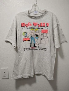 Vintage 90er Big Willy Fire Arms lustiges T-Shirt weiß L Big Johnson Comedy Neuheit - Bild 1 von 13