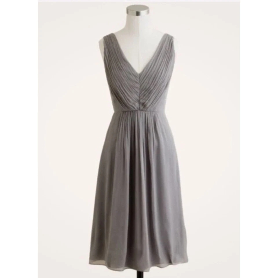 J. Экипаж шелк серый 6 V шеи плиссированные шифона подружки невесты официальное платье коктейль - Изображение 1 из 4