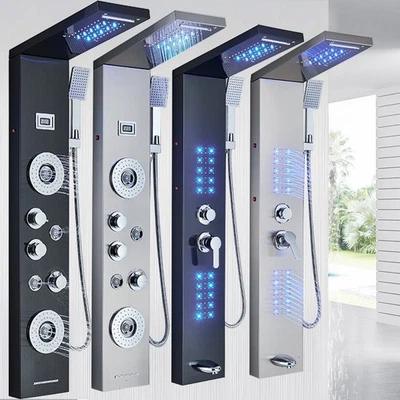 Edelstahl Duschpaneel LED Duschset Regendusche Duscharmatur Massage Duschsäule - Bild 1 von 2
