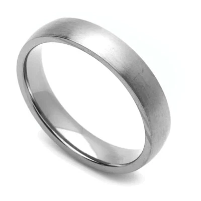 Men Women 4MM Comfort Fit Titanium Wedding Band Classic Domed Ring - Image 1 of 4