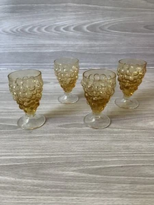 Vintage MCM Amber Footed Small Shot Glasses 3” Set Of 4 Great Condition - Picture 1 of 4