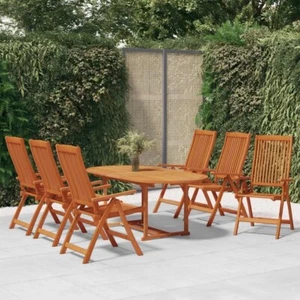7 Pcs Garden Dining Set Solid Wood Eucalyptus - Picture 1 of 9