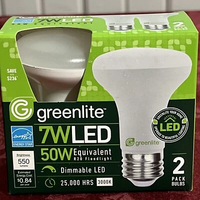 Greenlite 7W LED R20 Flood Light Dimmable LED 2 pack - Image 1 of 4