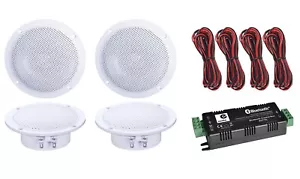 4 SPEAKER BATHROOM KITCHEN WIRELESS BLUETOOTH AMPLIFIER 4x4 INCH CEILING SPEAKER - Picture 1 of 7