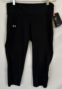 under armour heat gear compression Capri Black 1297933 Women's Reflective NEW - Picture 1 of 10