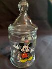 Mickey Mouse Glass Jar with Lid-Walt Disney Productions-Vintage