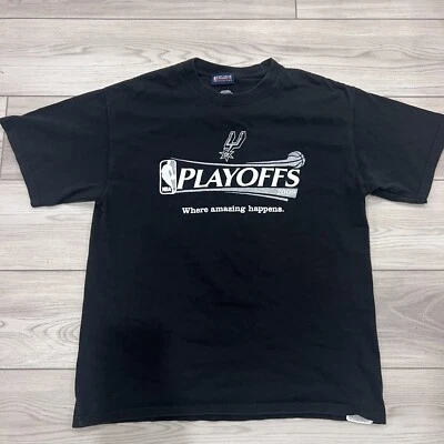 San Antonio Spurs T Shirt Men’s Large Black Gray Playoffs Exclusive Collection - Image 1 of 4