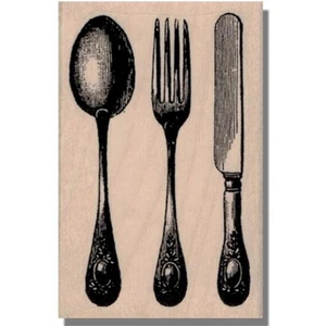 Utensilien Set GUMMISTEMPEL, Vintage, Küche, Viktorianisch, Essen, Kochen, Essen, Löffel - Bild 1 von 3