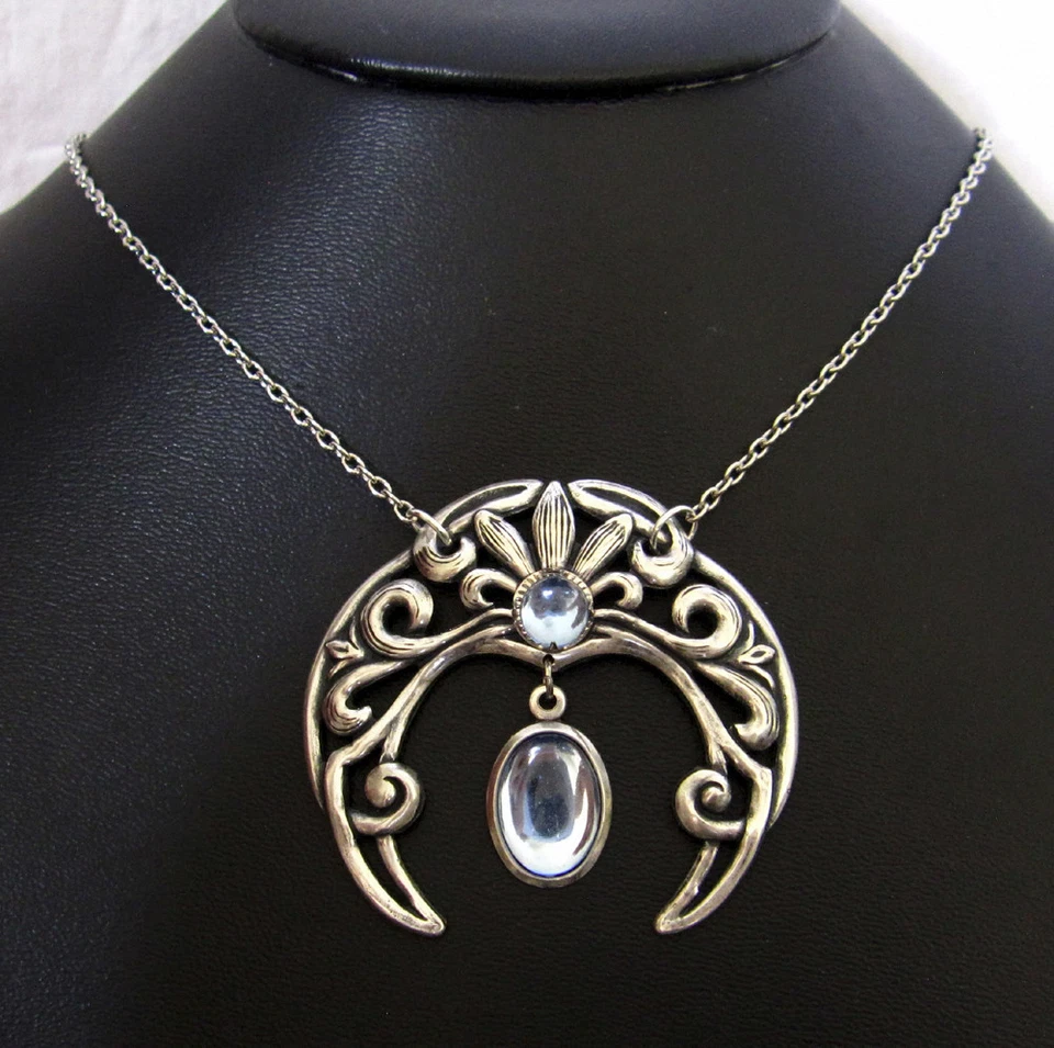 Pingente de colar de prata joia gótica Deusa da Lua Sacerdotisa Pagã Wicca - Imagem 1 de 1