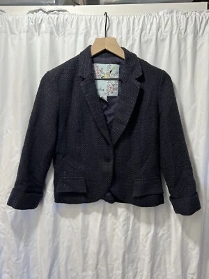 Blazer Tabitha Anthropologie Mujer Azul Marino Tweed Un Botón Talla 6 Foto 1 de 4