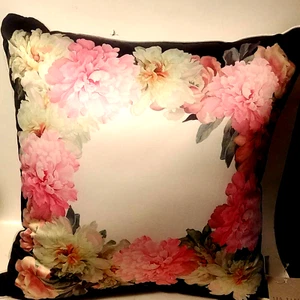 Ted Baker London Painted Posie Accent Pillow Floral Sateen Poly 18” Square Zip - Picture 1 of 6