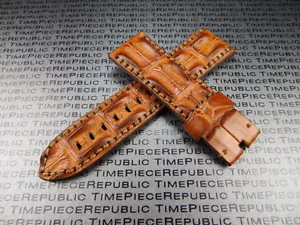 24 mm braun ALLIGATOR HORNBACK Armband Leder Uhrenarmband für PANERAI PAM 1950 X - Bild 1 von 7