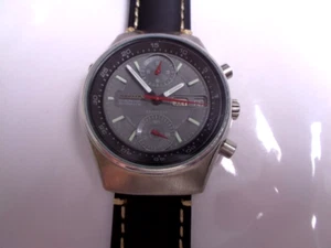 Citizen Chronograph Mens Watch Day/Date Gray Dial Left Button Leather Automatic - Picture 1 of 10