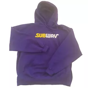 Vintage Subway Sandwich Purple Men's XL Hoodie pullover Gildan Heavy Blend - Picture 1 of 7