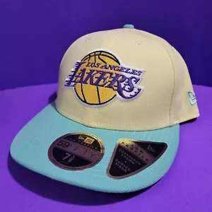 NEW LA Lakers New Era Soft Yellow Low Profile 59FIFTY Fitted Hat Size 7 3/8 NBA - Picture 1 of 9