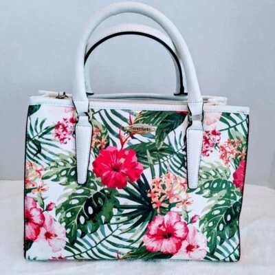 Bolso de Mano FRANCO SARTO Palm Paradise Blanco Floral Nuevo sin Etiquetas Foto 1 de 4