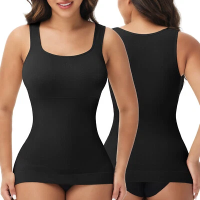 Mujeres Control Abdomen Prendas moldeadoras Camiseta sin mangas Ajustada Compresión Modelador Camisol Encaje Chaleco Foto 1 de 4