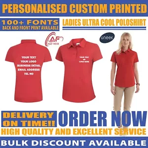 Personalised Custom Ladies Ultra Cool Polo Shirt Your Text Logo Unisex UC126 - Picture 1 of 17