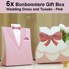 6x Bonbonniere Bomboniere Candy Gift Boxes - Wedding Dress & Tuxedo (Pink)