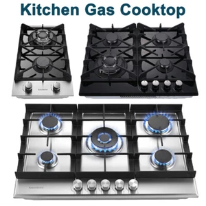Cocina de gas 2-5 quemadores GN/LPG acero inoxidable vidrio templado encimera - Imagen 1 de 34