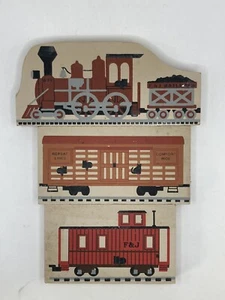 Cat's Meow Village 3-teiliges Set F&J Eisenbahn Lok Begleitwagen Repsac Lines Güterwagen - Bild 1 von 4