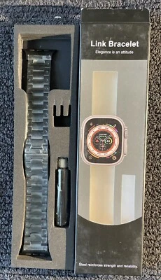 钢制 Apple Watch 表带 44 毫米 适用于 Series 9、8、7 SE 黑色 全新! — 第 1/3 张图片