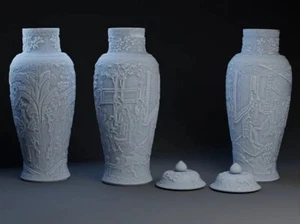 Qing Dynasty-Inspired 3D Printed Vase Elegant White Decor – (5.9" x 3.4" x 7.7") - Picture 1 of 4